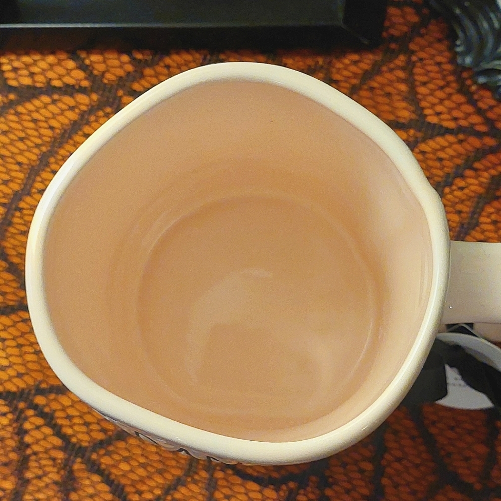 🎉HP🎉 Rae Dunn "Dance 'Til You Drop" Skeleton & Bats Baby Pink Glossy Mug NWT - Picture 8 of 8